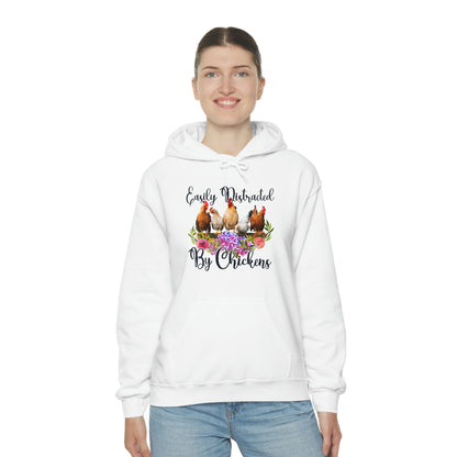 Easily Distracted by Chickens Unisex Hooded Sweatshirt