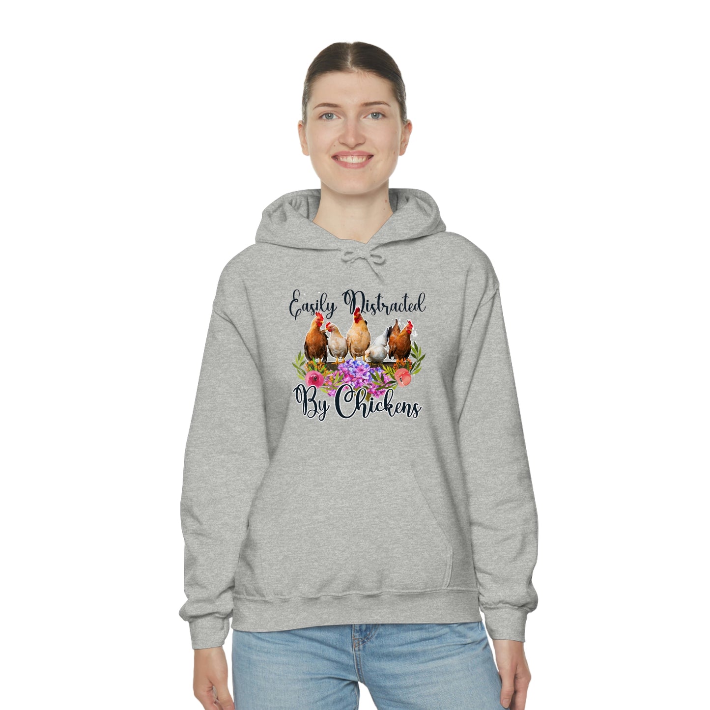 Easily Distracted by Chickens Unisex Hooded Sweatshirt