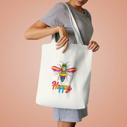 Bee Happy Cotton Tote Bag