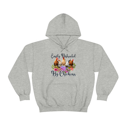 Easily Distracted by Chickens Unisex Hooded Sweatshirt