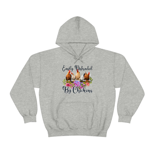 Easily Distracted by Chickens Unisex Hooded Sweatshirt