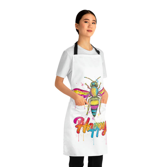 Bee happy apron with watercolour bee