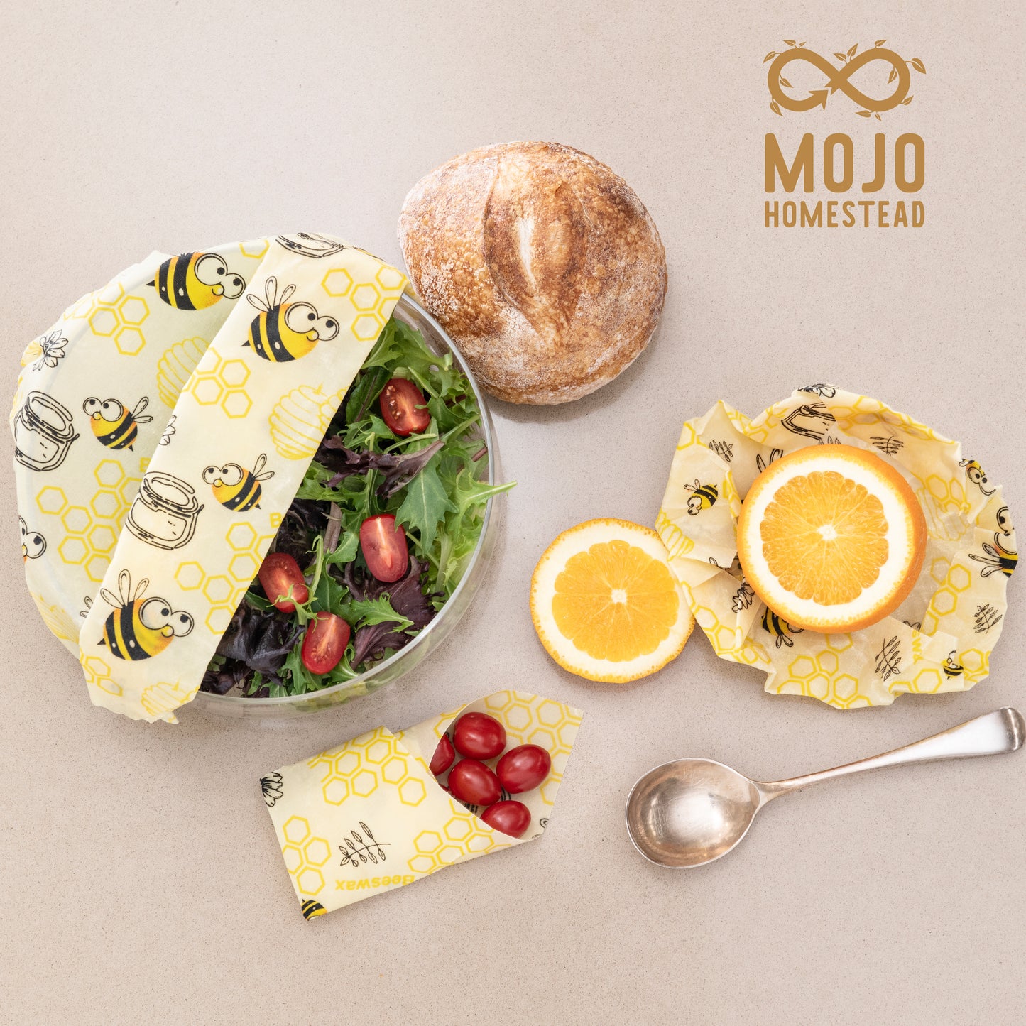 Beekeeper and Australian Farmer Approved Organic Reusable 3 Pack Beeswax Food Wraps