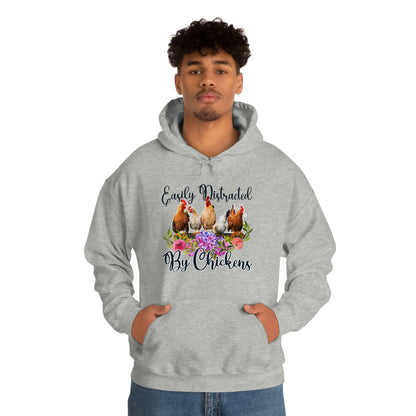 Easily Distracted by Chickens Unisex Hooded Sweatshirt