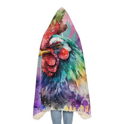 Watercolour Chicken Hooded Blanket