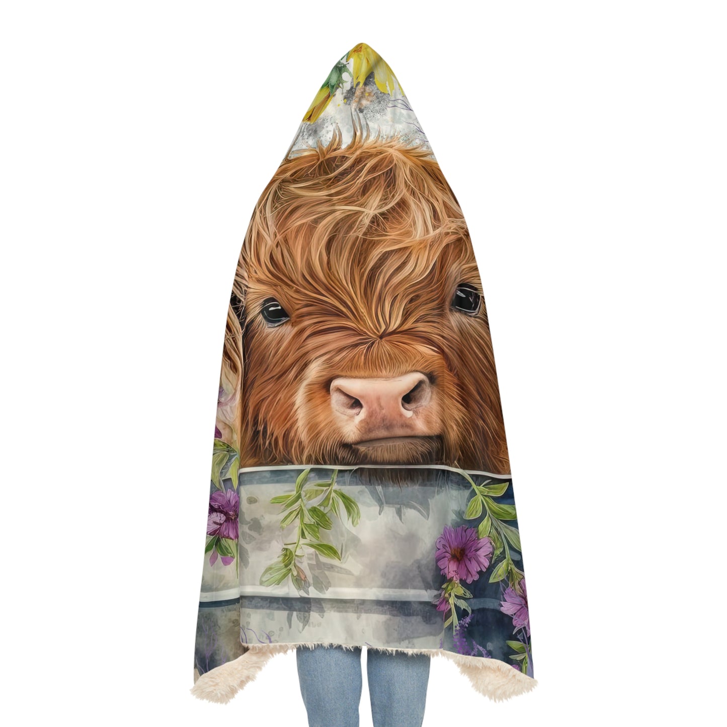 Highland cow snuggle blanket back wrapped
