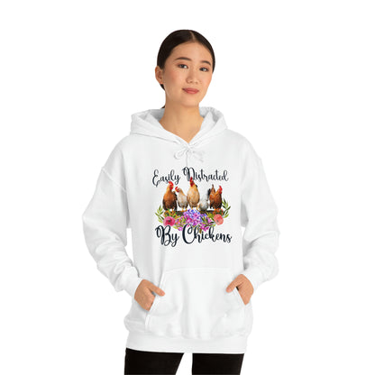 Easily Distracted by Chickens Unisex Hooded Sweatshirt